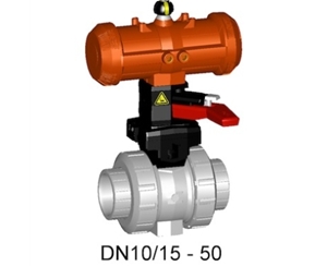 +GF+230型氣動球閥 PVC-C FC(常關(guān)) 帶手動應(yīng)急手柄 氣動球閥